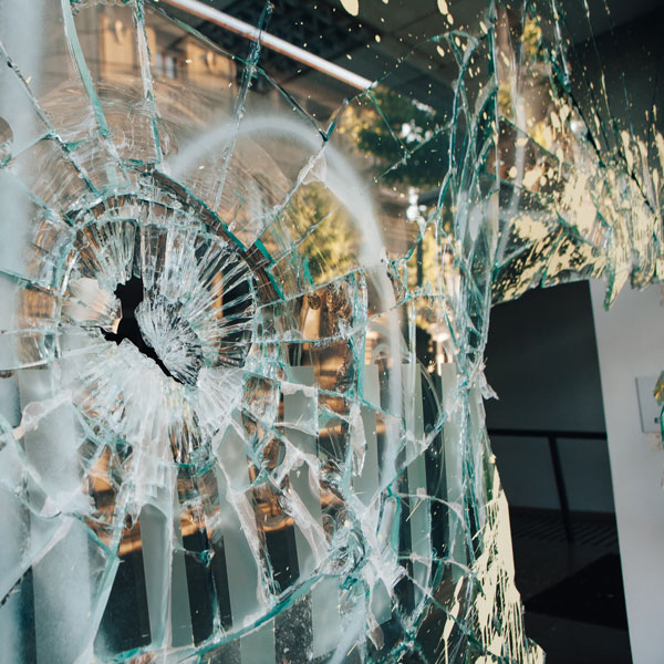 damaged business window