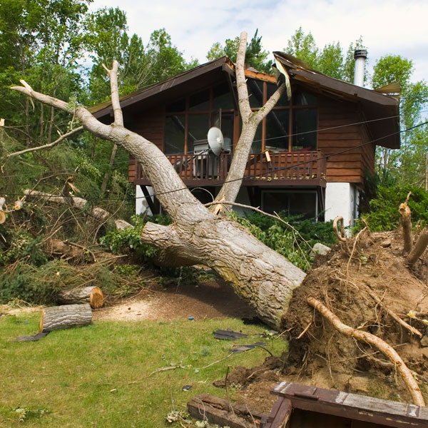 home with storm damage
