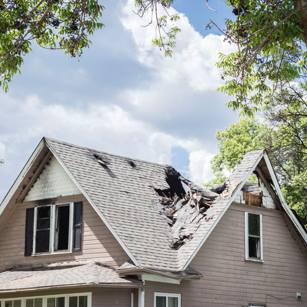 home with fire damage